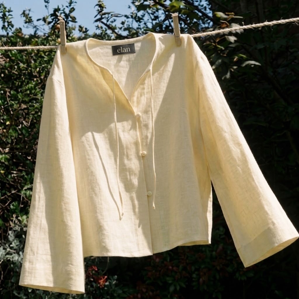 Ivory Linen Blouse in natural light